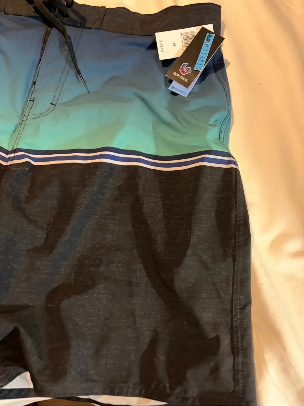 Burnside Black and Teal Gradient Men's Board Shorts Size 36 brand new with tags
